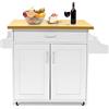 UISEBRT Carrello da cucina con piano di lavoro, isola da cucina in legno, mobile da cucina su ruote, carrello da portata con cassetto e ripiano, carrello da cucina in stile rustico, bianco