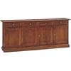 milani home - madia credenza in legno massello 205 x 42 x 86 cm, tinta noce, stile arte povera