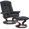 MCombo M poltrona reclinabile con sgabello, poltrona TV girevole a 360° con funzione reclinabile, poltrona TV che può sostenere fino 120 kg, 9019 (Tessuto, Grigio scuro)
