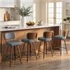 Bekrvio Set di 4 sedie da bar girevoli a 360° con schienale, altezza seduta 65 cm, sedia da bar in pelle sintetica e legno massello, 4 gambe, sedia da bar in stile mid-century per cucina e