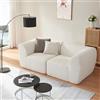 [en.casa] Divano Componibile a 2 Posti Divano Modulare Composto di Mobili Angolari Serie Hurvas 76 x 216 x 108 cm Rivestimento in Tessuto Bouclé - Bianco Crema