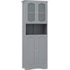 RELAX4LIFE Mobile da Bagno Alto, Armadietto a Terra con Scomparti Aperti, Ripiani Regolabili, Mobiletto Portaoggetti Salvaspazio per Soggiorno, Camera da Letto e Cucina (60x30x164cm, Grigio)