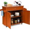 GIANTEX Carrello da Cucina, Credenza Mobile con Cassetto, Anta Doppia, Portaspezie e Portasciugamano, Ripiani Regolabili, Ruote con Freni, Portata di 50 kg, 116x40x85 cm, 4 Colori (marrone)