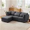 Rvjiahe Divano a 3 Posti, mobili imbottiti, Divano a tre posti, divani da salotto, divani angolari con poggiapiedi, divano angolare a L (Grigio, 3 Seat (220 * 83 * 81cm))