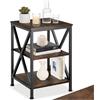 tectake® Tavolino Salotto Versatile 40,5x40,5x60,5cm, Tavolino da Salotto o Comodino 3 Ripiani, per Soggiorno, Divano, Camera da Letto, Ufficio Ideale Libri e Piante, Stile Industriale - Legno Scuro
