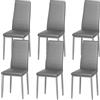 DEWINNER Sedia da pranzo nordica (set da 6), design ergonomico, gambe in metallo, imbottita vintage, sedia da cucina casual con cuciture, grigio