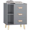 SoBuy Comodino Camera da Letto - Comodino con 3 Cassetti e 2 Ripiani, Tavolino Salotto - Moderna Cassettiera L48 x P40 x A60 cm Grigio FBT95-HG