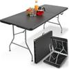 AREBOS Tavolo Pieghevole da Giardino Bianco perfetto come Tavolo da Campeggio, da Buffet, da Cucina | Tavolino Esterni Richiudibile a Valigetta con Maniglia | 182 cm | Nero