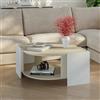 [en.casa] Tavolino Centrale da Salotto con Piano Curvo Tavolo Basso da Caffè con Ripiano Vano Aperto per Soggiorno Living Studio 75 x 75 x 40 cm - Bianco/Color Avena Oatmeal