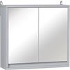 HOMCOM Armadietto Bagno con Specchio a 2 Ante, Specchio Bagno Contenitore con Ripiano Regolabile in Legno, 48x14.5x45cm, Grigio