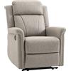 HOMCOM Poltrona Reclinabile Manualmente max 135° con Poggiapiedi e Poggiatesta, in Microfibra, Acciaio e Gommapiuma, 78x96x102 cm, Grigio