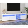 Moimhear Mobile TV moderno, pannello luminoso, illuminazione a LED variabile, soggiorno e sala da pranzo, 180 cm (bianco)