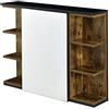 [en.casa] Armadietto da Muro per Bagno con Specchio e Ripiani Laterali Mobiletto Pensile a Parete 64x80x20 cm ad Anta e Vani Portaoggetti Chiusi Corridoio Lavanderia - Effetto Legno Scuro/Nero