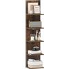 COSTWAY Scaffale Verticale a 5 Ripiani, Mensola da Parete in Legno, Unità di Scaffalatura a Sospensione per Camera da Letto, Soggiorno, Bagno, 30x21,5x129 cm (Marrone)