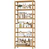 FOREHILL Scaffale Bagno in Bambù,Scaffale Cucina a 6 Ripiani,Scaffalatura Fioriera Porta Piante Portaoggetti con ripiani regolabili，per Soggiorno,Corridoio 161x60x26cm Naturale