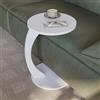 Sugodesign Tavolino rotondo da salotto, con ruote, a forma di C, elegante, ideale come piano d'appoggio per divano e poltrona, bianco