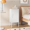 [en.casa] Armadietto in Acciaio Comodino con Anta Apertura Verso Destra e Serratura a Chiave Tavolino da Divano 82 x 35 x 35 cm - Bianco