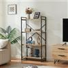 [en.casa] Libreria a 4 Ripiani Aperti con Telaio in Metallo Scaffale da Terra Mobile Espositore per Soggiorno Camera da Letto Studio 125 x 65 x 30 cm - Nero/Effetto Rovere