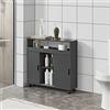 [en.casa] Mobile da Terra Salvaspazio per Bagno con Ante Scorrevoli Scomparti Chiusi e Ripiano Armadietto a 4 Ruote per Cucina Corridoio con Vani Aperti 71x70x20 cm - Grigio Scuro