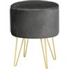 AKORD Lili Pouf Poggiapiedi Contenitore per Piccoli Oggetti Moderno Velour Imbottito Accattivante Colore Gambe in Metallo per il Soggiorno Camera da Letto | Grigio