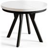 AlpiMeble Tavolo Rotondo Allungabile, 90-190 cm, Bianco | Tavolo Sala da Pranzo Allungabile, Piano in laminato da 36 mm, Gambe Solide di Colore Nero, Collezione Evo