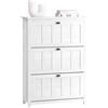 SoBuy Scarpiera scarpiera - 3 cassetti ribaltabili con ripiani regolabili per 12 - 18 paia, unità di archiviazione corridoio per spazi ristretti - bianco vintage 80 x 30 x 111 cm FSR162-W