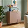 [en.casa] Mobile Contenitore a 2 Ante Decorative Credenza Bassa con Ripiano e 2 Scomparti Chiusi Comò Multiuso per Soggiorno Camera da Letto 75x70x34 cm - Marrone Cioccolato Latte