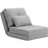 HOMCOM Divano Letto Futon Pieghevole 3 in 1 Convertibile con 2 Cuscini Sfoderabili, Reclinabile 5 Posizioni, Pouf Letto Singolo da Terra, Poltrona Letto Materasso Salvaspazio in Lino, Grigio Chiaro