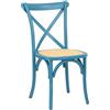 Totò Piccinni Sedia in Legno Design Cross, seduta intreccio rattan (Azzurro Antico, 1)