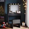 SONNI Toeletta Trucco, 12 luci LED con luminosità regolabile, Postazione Trucco con Specchio, toletta con cassetti e sedia, 80x40x140cm, nero