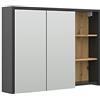 Vicco Specchio contenitore bagno Viola, Rovere artigianale, 100 x 75 cm, per montaggio a parete con ripiani aperti
