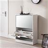 [en.casa] Scarpiera Salvaspazio Slim con 2 Contenitori Ribaltabili 80 x 60 x 24 cm Portascarpe da Ingresso con Ante a Specchio - Bianco