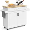 GIANTEX Carrello da Cucina, Credenza Mobile con Cassetto, Anta Doppia, Portaspezie e Portasciugamano, Ripiani Regolabili, Ruote con Freni, Portata di 50 kg, 116x40x85 cm, 4 Colori (bianco)