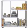 MAKA change your life quality Libreria Scaffale per Soggiorno 5 Ripiani Scaffalatura Portaoggetti Libri Svuotatasche in Legno con Rivestimento Laminato Verticale Orizzontale Mobiletto Cucina Ufficio (Bianco, Italo)