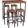 yelloo - Set tavolo Alto e spazioso con 4 sgabelli bar per Cucina, tavolo da cucina, adatto da interno o esterno solo sotto gazebo tenda terrazza (FIRENZE 110x66 cm Marrone)