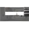 B BELINI GROUP Belini - Blocco cucina Naomi - Mobili da cucina da incasso, 360 cm, senza elettrodomestici con pensili e armadi, con controsoffitti, argento lucido