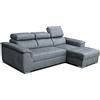 Robin Inspire Divano Angolare Modulare 3 Posti - Divano Letto a L Destro - Contenitore, 3 Poggiatesta Regolabili - per Soggiorno Moderno - 247 cm Silver Argento