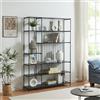[en.casa] Scaffale da Terra Libreria con Ripiani Aperti Mobile Espositore per Casa Ufficio Negozio Scaffale Divisorio per Open Space 180 x 120 x 33 cm Nero