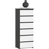 AKORD | Cassettiera a 6 Cassetti | Credenza Alta | Moderna Mobiletto per Soggiorno Sala da Pranzo Camera da Letto Corridoio Bagno | Armadio Cameretta | 35x40x109 cm | Grigio Grafite/Bianco