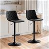 STOOLINK Sgabelli da Bar, Set di 2 Sedia da Bar Pelle in Microfibra, Sgabello Cucina Regolabile in Altezza e Girevole a 360°, Sgabelli Bar con Schienale e Poggiapiedi-Nero