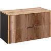 Lomadox Mobile Sottolavabo 100 cm per Lavabo Sospeso con Piano Lavabo per Bagno, Antracite con Facciata in Rovere Nera Scanalata, 100,6x59,2x46,5 cm (LxAxP)