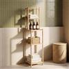 [en.casa] Scaffale da Bagno con 4 Ripiani Aperti Mobile Colonna a Terra in Bambù con Scomparti Vani per Lavanderia Corridoio 128 x 30 x 30 cm - Color Naturale