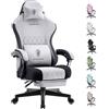 Dowinx Sedia da gaming in tessuto con cuscino primaverile, supporto lombare per ufficio, con poggiapiedi per adulti, ergonomica, grande e alta, per Office Gaming, grigio