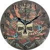 Sawhonn Teschio di Serpente Animale Fiore Rosa Orologio da Parete Quarzo Orologi da Appendere Rotondo Silenzioso Decorazione del Soggiorno