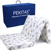 PEKITAS Materasso Per Lettino 60x120 cm Altezza 6 cm Da Viaggio Pieghevole Con Borsa Per Il Trasporto Del bambino Fodera Rimovibile Lavabile, Traspirante, stampa palloncino verde