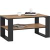 AKORD | Tavolino da Salotto in Legno - ALEX | Tavolo da Caffè con gambe un Ripiano | Coffee Table | Tavolini Basso Moderno | Arredamento Casa | 92 x 45 x 53 cm | Rovere Artigianale & Nero