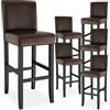 tectake® Set di 6 sgabelli da Bar con Gambe in Legno Massiccio, Seduta Confortevole, Altezza Regolabile 107 cm, Sedia da Pranzo Design Ergonomico, Ideale per Sala da Pranzo e Cucina - Marrone