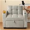 REXO Divano letto singolo allungabile 3 in 1: con portabevande e supporto per cellulare, sedia a sdraio, poltrona, perfetto per piccoli spazi, 83 x 167 x 76 cm (grigio chiaro)