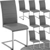 tectake® Set di 8 Sedie Sala da Pranzo, Schienale Ergonomico, Poltroncine in Similpelle Resistente, Sedie Sala da Pranzo Moderne Ideali per Cucina, Soggiorno e Camera da Letto - Grigio