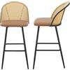 [en.casa] Set di 2 Sgabelli da Bar con Poggiapiedi e Sedute Imbottite Rivestimento in Similpelle 2 Sedie Alte con Schienale in Rattan Telaio in Metallo